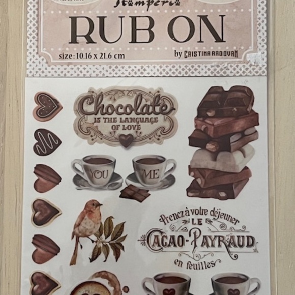 Stamperia Chocolate Rub-On Transfers – Vintage Sweets & Café Theme (4" x 8.5") - Picture 2 of 6